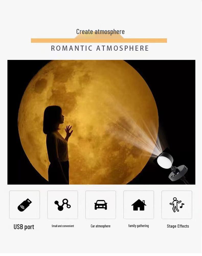 Rechargeable Earth & Moon Star Projector Night Light for Bedroom Atmosphere 