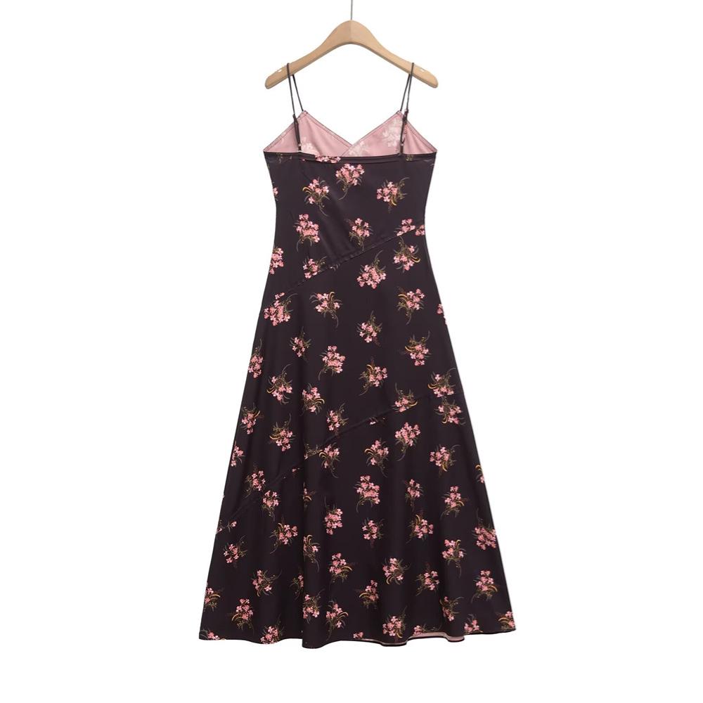 2025 Women's Spring/Summer V-Neck Floral Spaghetti Strap Dress