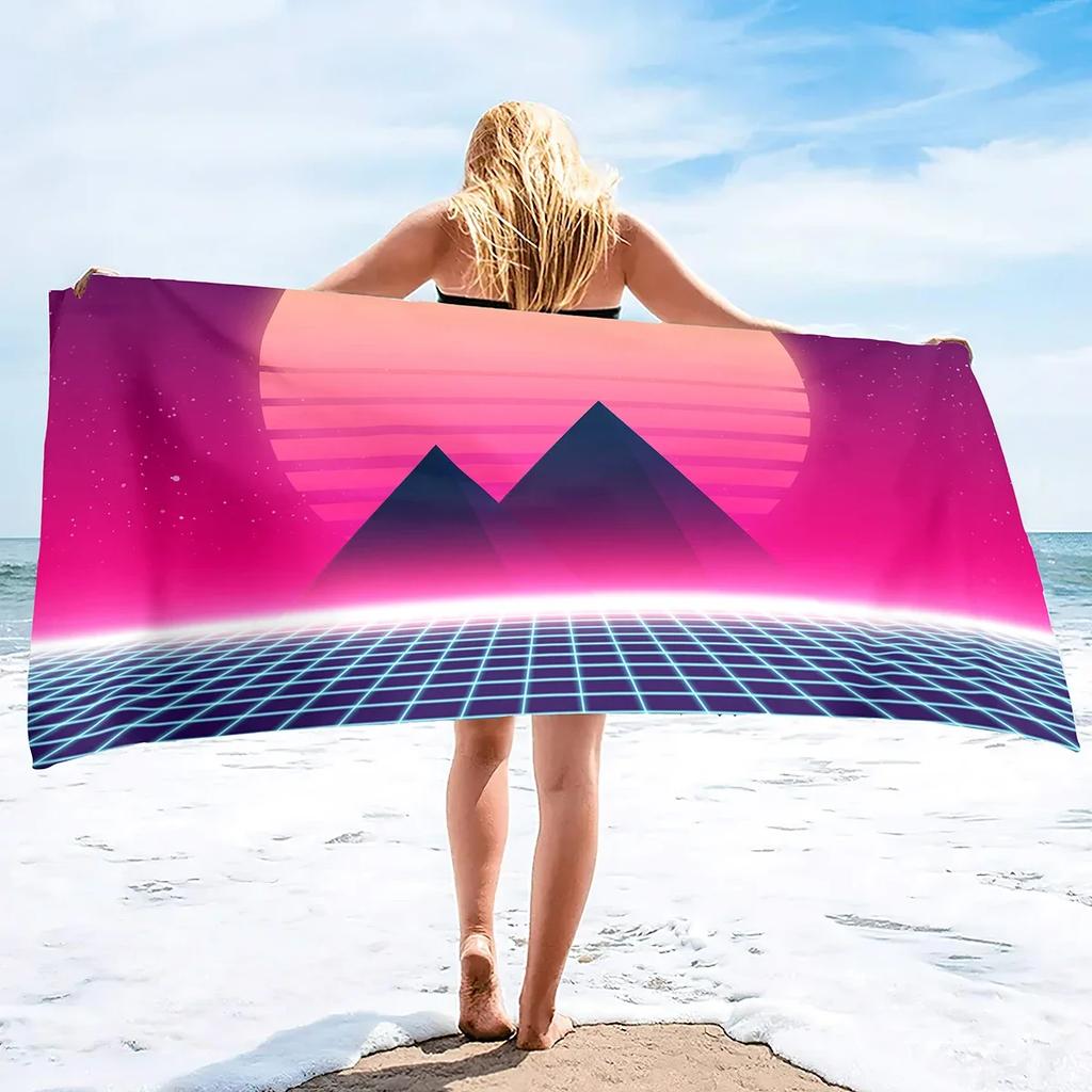 Neon Palms Beach Towel Quick Fast Dry Sand Free Proof Extra Large Big Outdoor Travel Swim Micro Fiber Blanket for Women Men