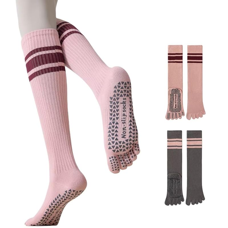 

[Lifemaster] yoga socks pilates socks anti-slip Antibacterial and deodorizing grip socks 5 fingers socks 22-25cm yoga dance fitness training ladies