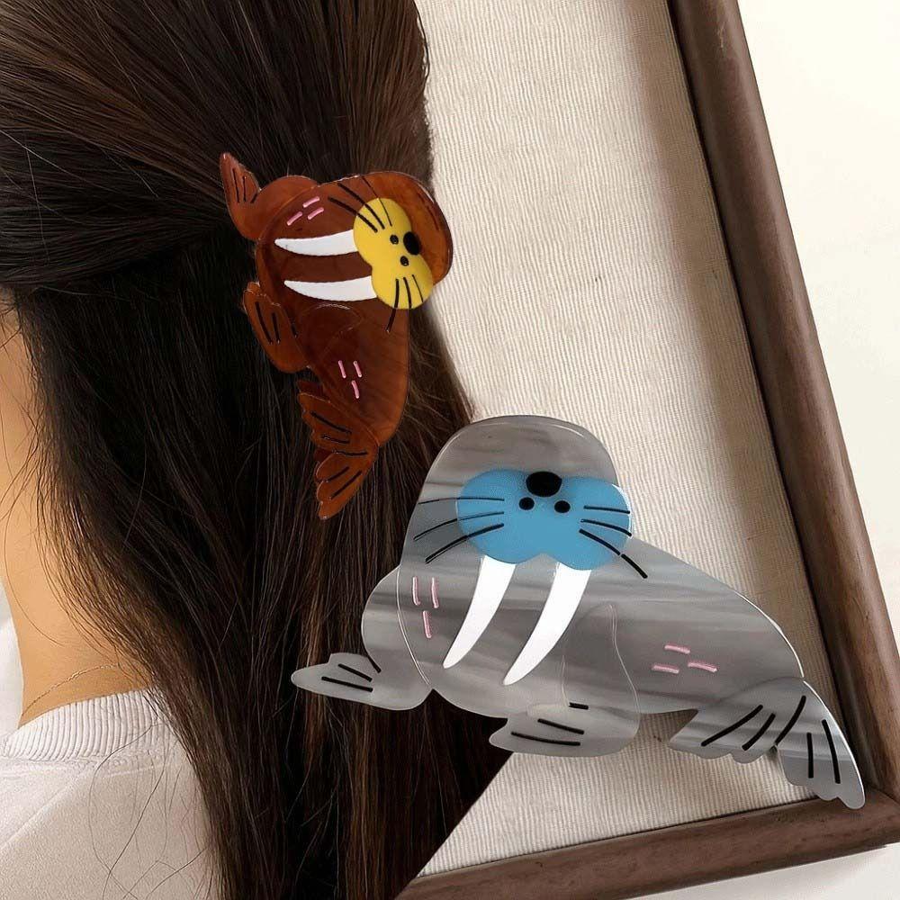 Korean Style Headwear Sea Lion Hair Claw Acetic Acid Geometry Shark Clip  Travel