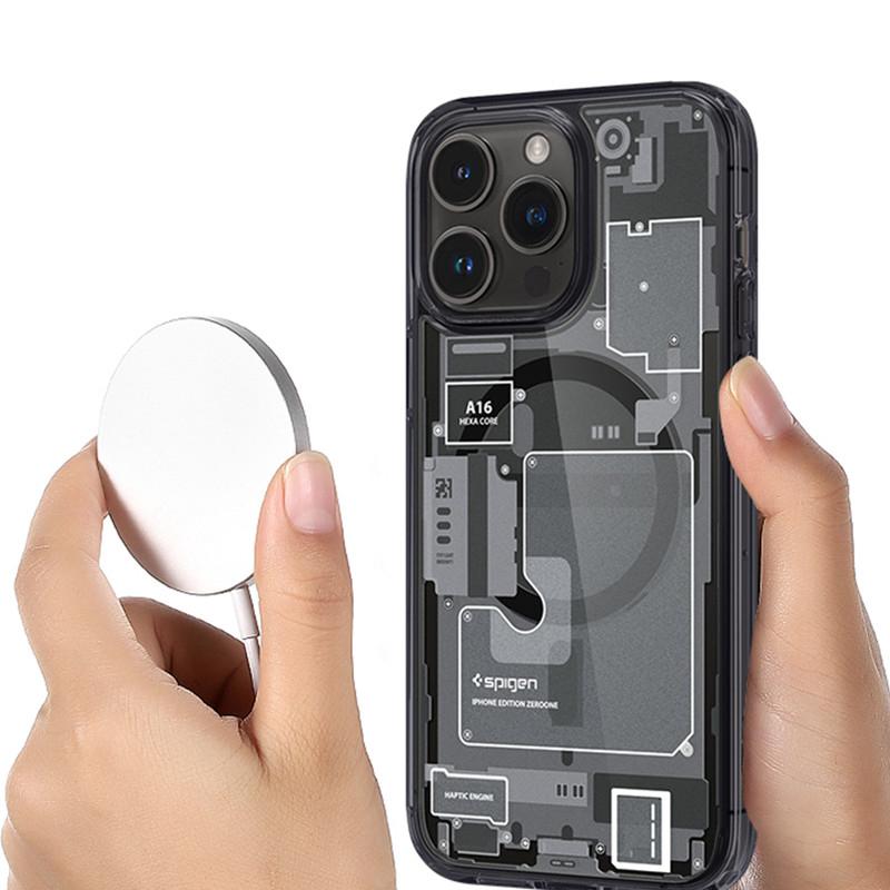 Luxury Spigen Circuit Board Phone Case For iPhone 15 14 13 12 11 Pro Max Plus Magsafe Magnetic Wireless Charging Acrylic Cover