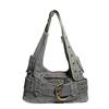 Spring Y2K Washed Denim Bag Premium Spice Girl Style Underarm Bag Casual Versatile Commuter Oblique Span Bag