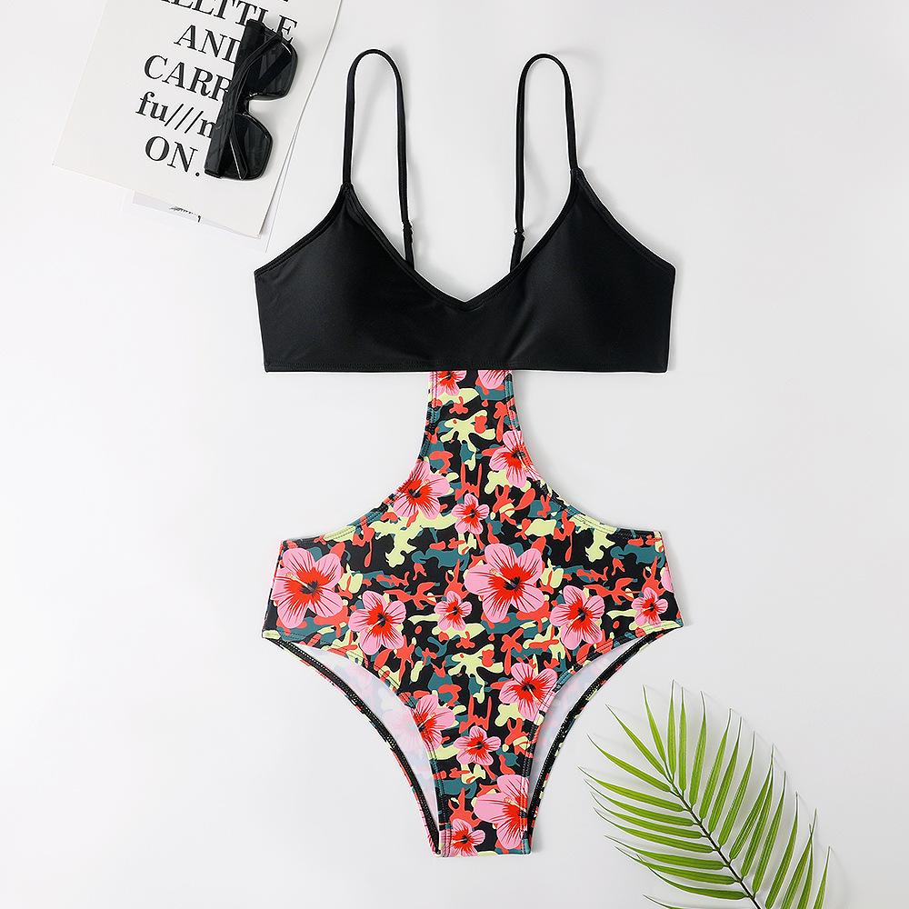 Új stílusú egyrészes pántos fürdőruha - Női európai amerikai szexi mintás bikini