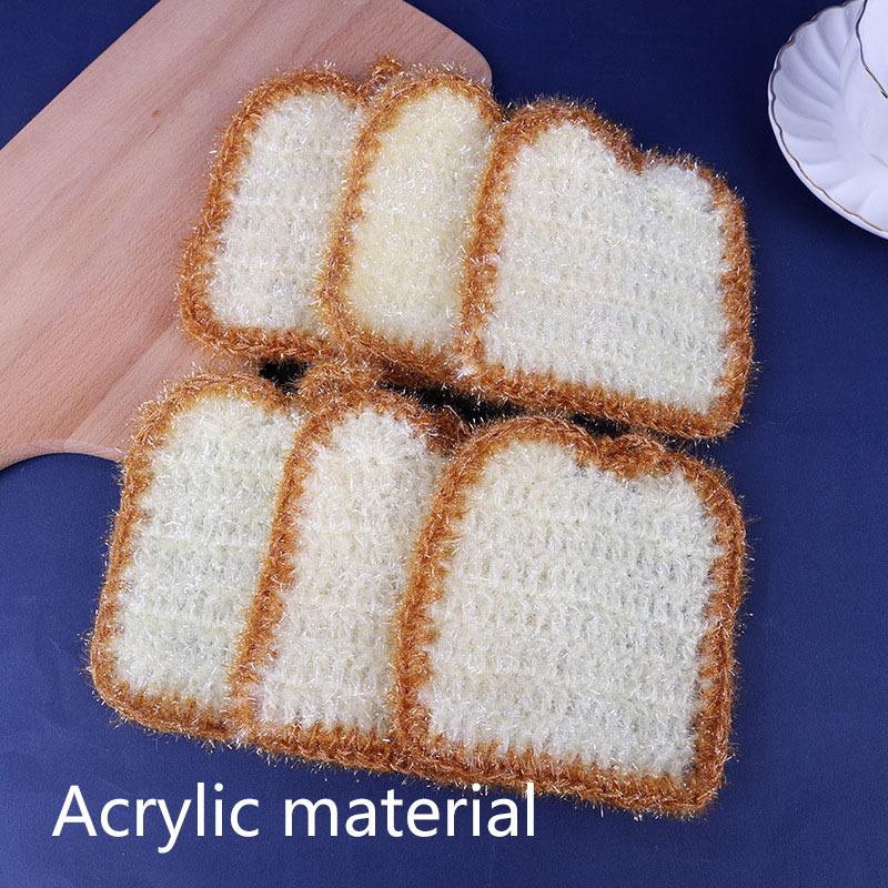 5PCS/Set Bread Toast Dishwashing Cloth Thick Oil-free Kitchen Dishwashing Towel Acrylic Dishwashing Cloth
