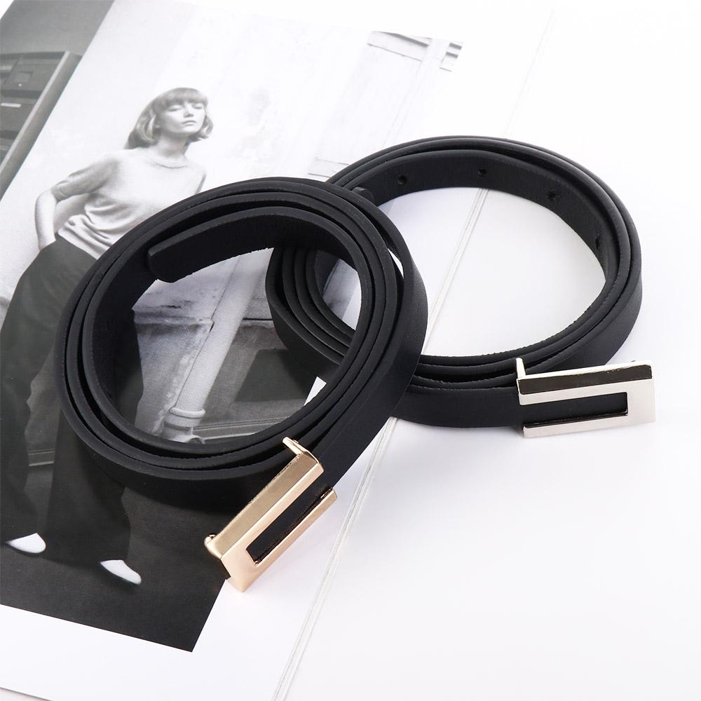 Vintage Korean Waist Strap Leather Belt Trouser Dress Decoration Thin Waistband Metal Buckle
