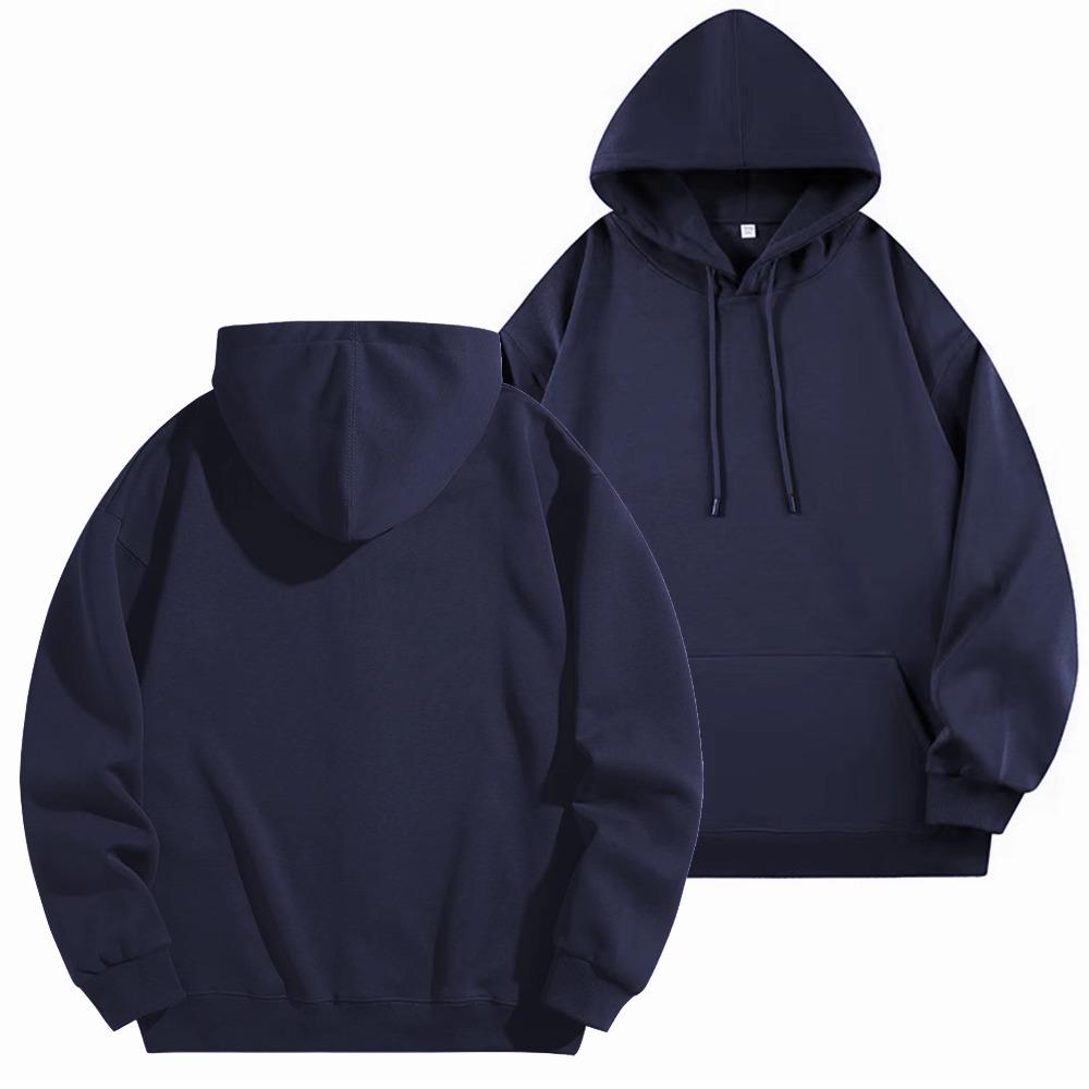DIY Custom Logo Black Hooded Sweatshirt Pure Cotton Long-Sleeved Pullover Casual Top for Men And Women Autumn Winter Fashion