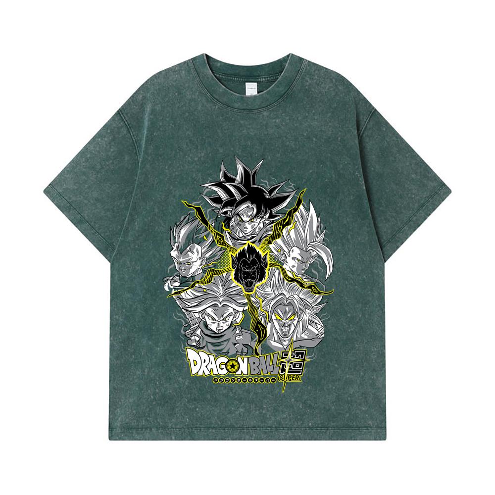 275 GSM Gewaschene T-Shirts 100% Baumwolle Dragon Ball V49 Super Saiyan Print Unisex Schweres Baumwoll-T-Shirt
