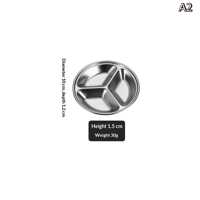 Stainless Steel Circular Divided Plate Sauce Dish Food Sauce Dish For Roast Meat Dipping Household Seasoning Snack Plate Kitchen