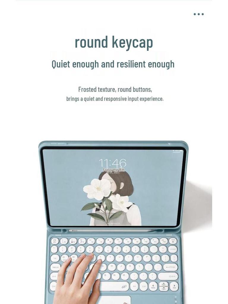 2021 iPad Pro 11 Bluetooth Keyboard Case: Round Keycap, Detachable Magnetic Apple Magic Shell for Air4