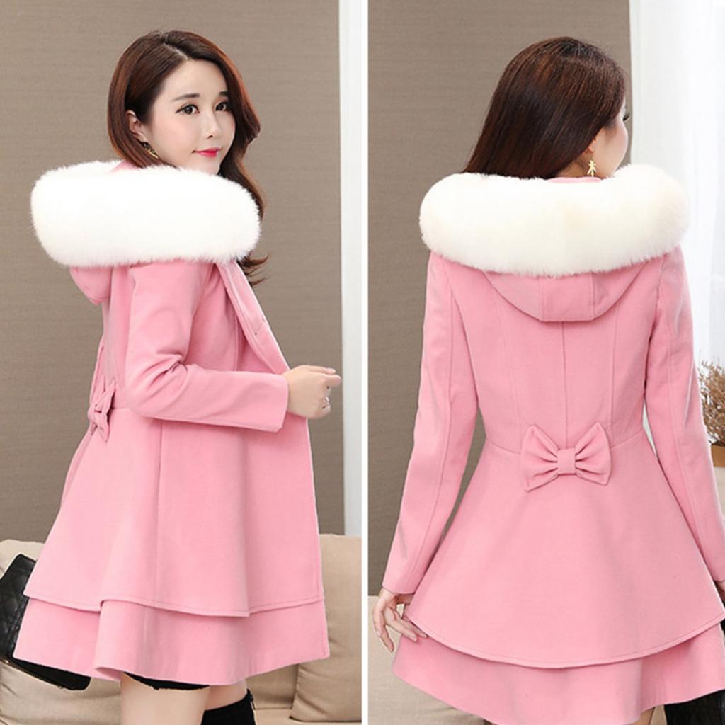Autumn Winter Women's Woolen Coat Korean Slim Fit Lapel Wool Collar Overcoat Outerwear Wholesale