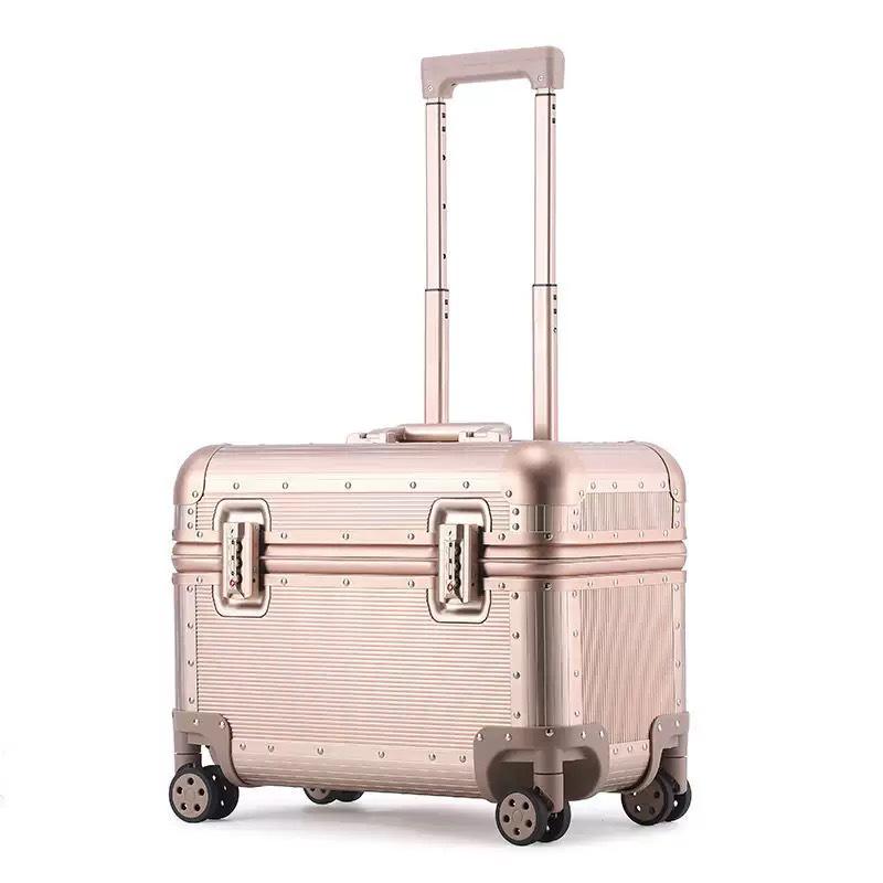 18-Inch Flip-Top Carry-On Suitcase with 20-Inch Aluminum Frame, Universal Wheels, and Small Lock for Men and Women