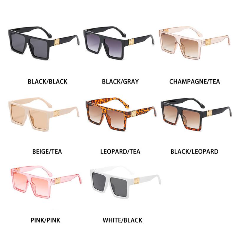 Classic Fashion Vintage Big Frame Square Sunglasses Women Men  Luxury Brand Designer Flat Top Sun Glasses Travel Shades