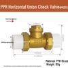 Copper Horizontal Bathroom Double Backflow One-Way Check Valve, Household Water Pipe Fittings, Non-Return Valve, 4/6 inch (DN20/25).