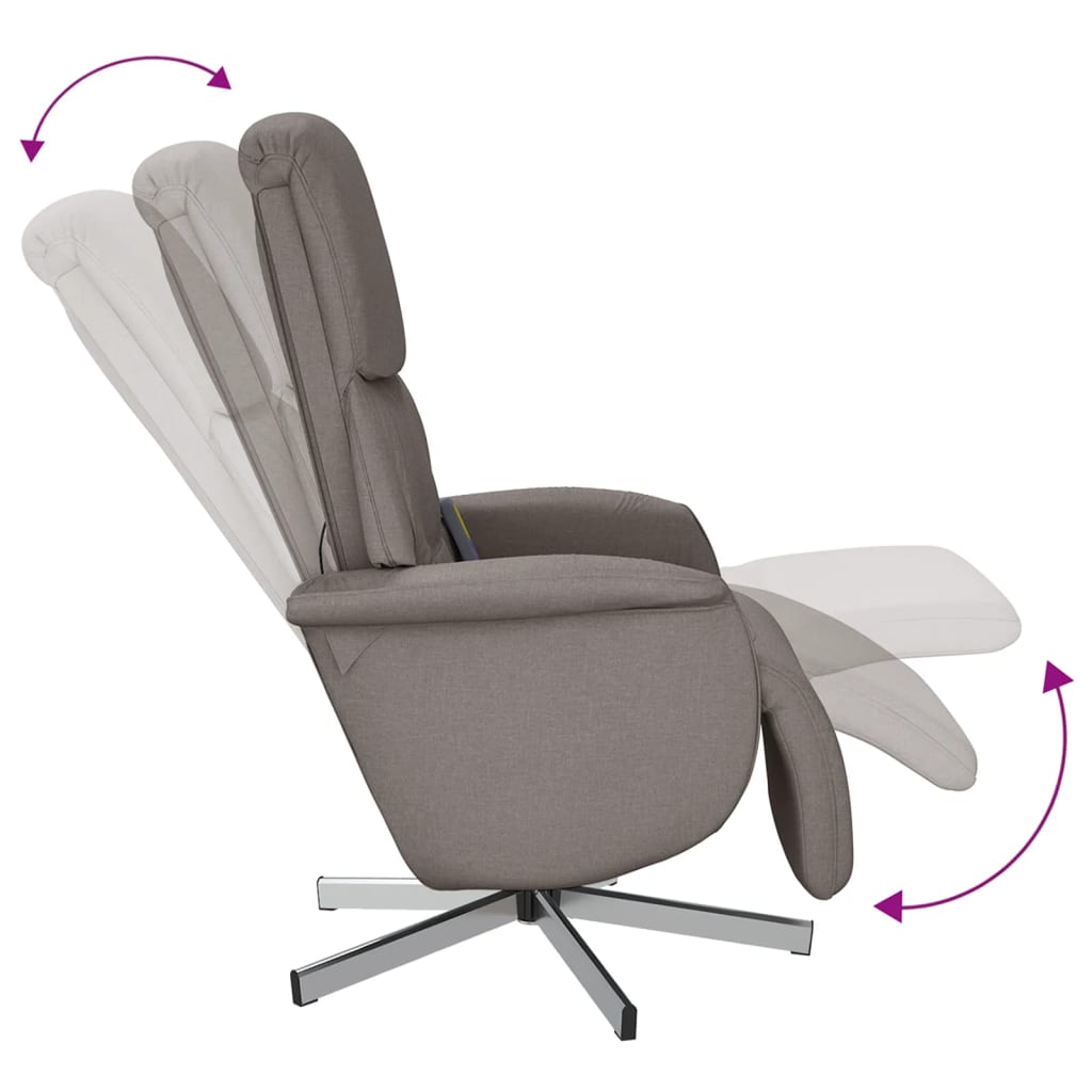 Vidaxl Reclining Massage Chair with Footrest, Taupe, Fabric Upholstered