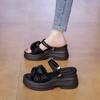 Thick-soled slope heel two wearing sandals women's summer new wear high-heeled slippers heightened soft-soled beach cool slippers
