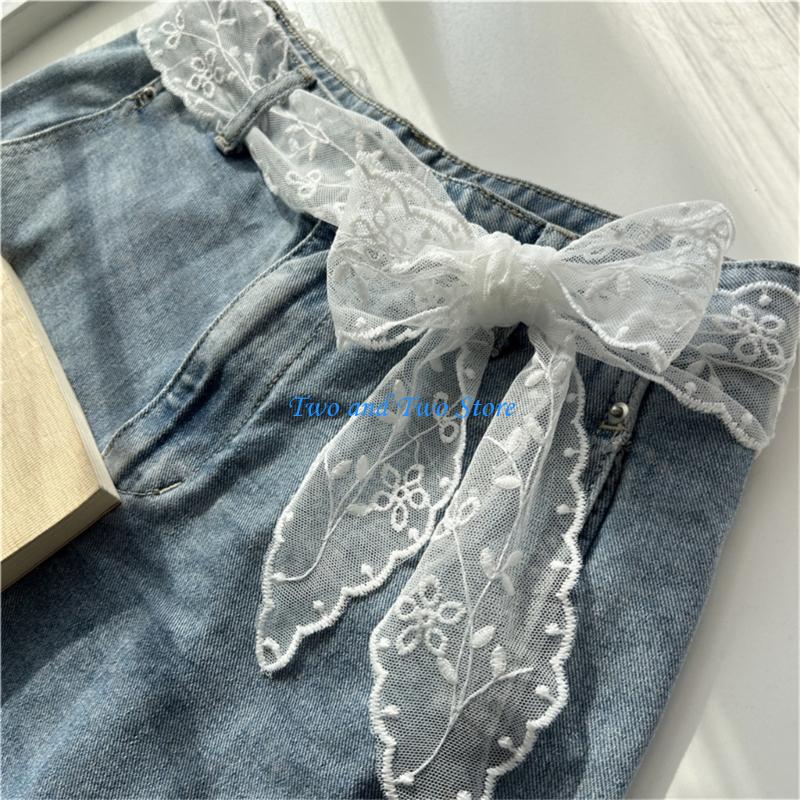 HX6F Breathable Lace Belt For Women Adjustable Ribbon Tie Elegant Waist Multi Functional Hair Accessory