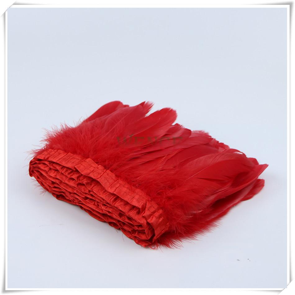 High Quality Multicolor Goose Feather Trims 2yards 6-8inches/15-20cm Fringed Feather Trim for Skirt/costumes Ribbon Feathers