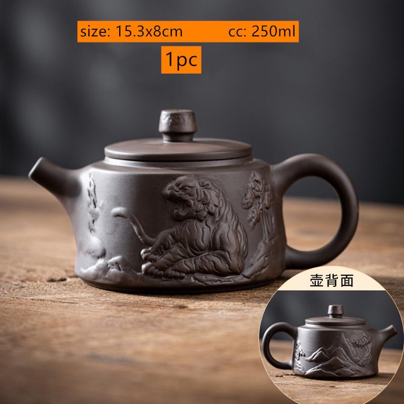 

Chinese Yixing Purple Clay Teapot Hand Carving Dragon Pattern Beauty Tea Kettle Classic Ball Hole Filter Pot Zisha Tea Sets