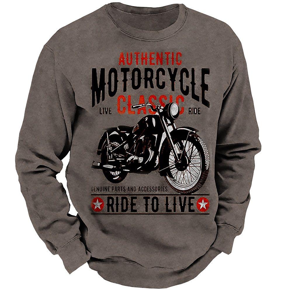 Cotton Vintage Men Sweatshirt 3d Retro Motorcycle Oversized Tshirt Men Clothing Biker Racing T-shirt Motor Tees Long Sleeve Tops