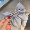 Celebrity Pearl Satin Bow Hair Clip - Black/Red Duckbill Headwear