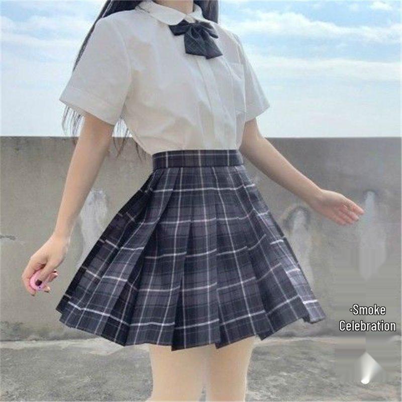 

Аутентичный японский костюм морячки JK с коротким рукавом и плиссированной клетчатой юбкой для женщин - Весенне-летняя коллекция L
