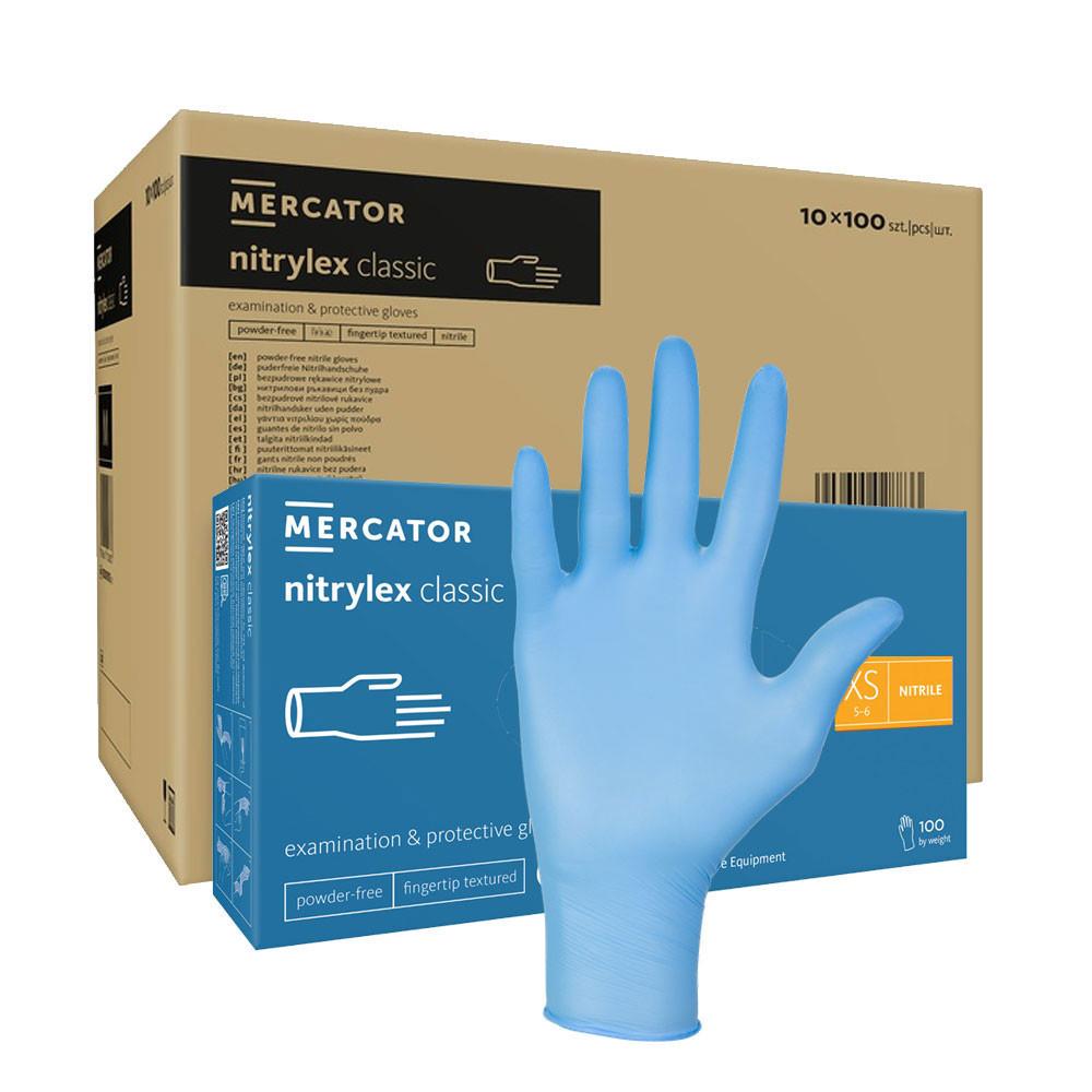 Nitrile Gloves Blue Mercator Nitrylex Classic 100 Pieces Carton 10 Pack