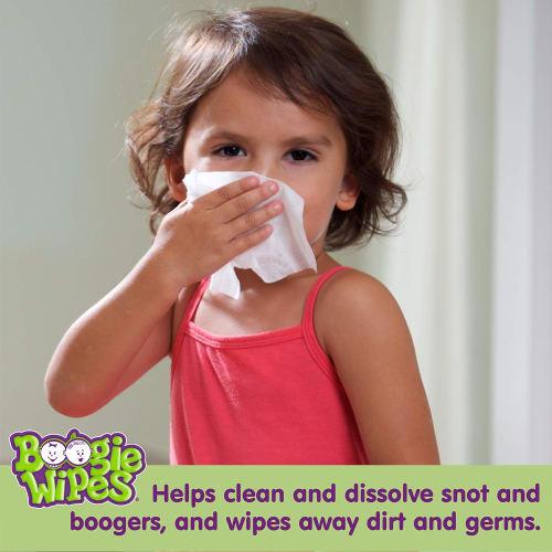 Boogie Wipes Natural Saline Kids and Baby Nose Wipes for Cold and Flu, Unscented, 90 Count by Boogie Wipes