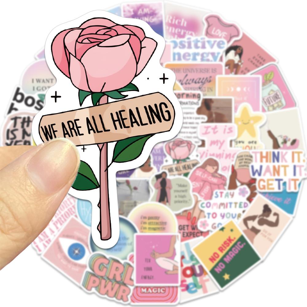 52PCS Cartoon Vision Board Art Sticker You Change the World by Being Yourself Personalized Art Creativity DIY Laptop Case Phone