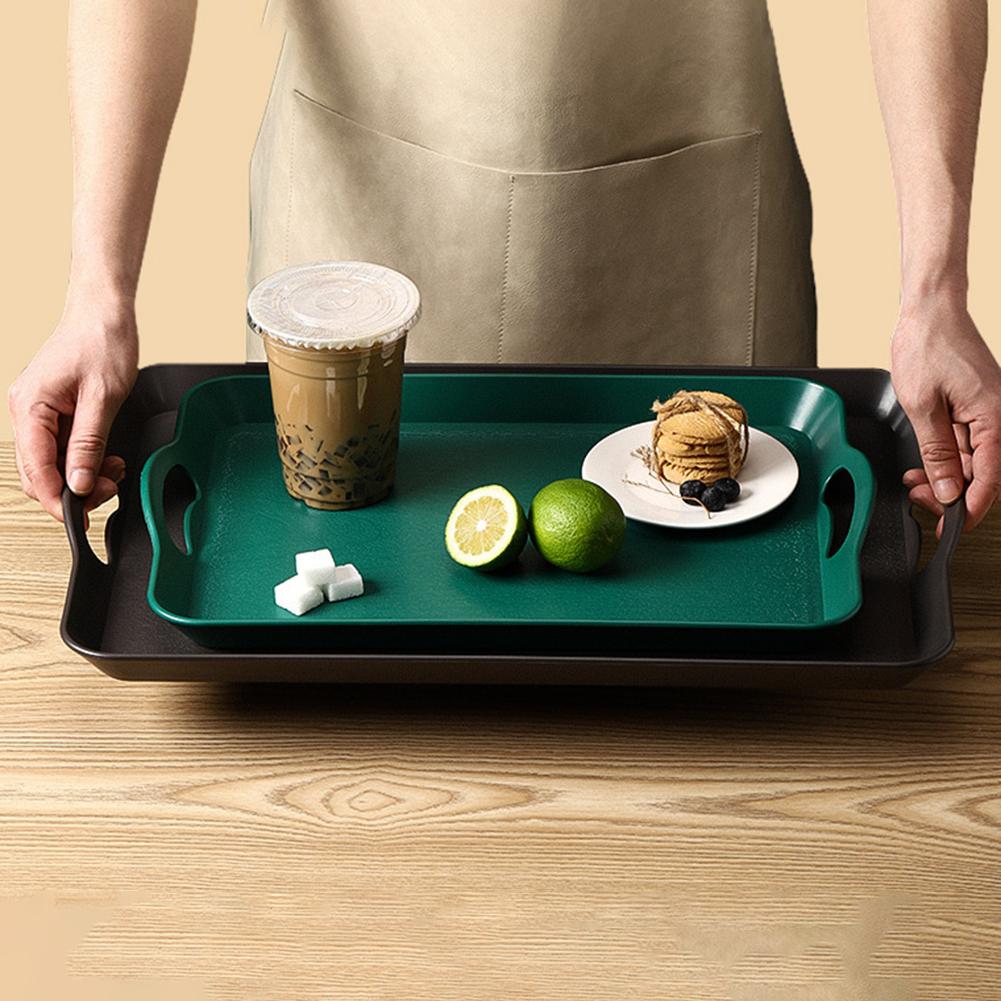 Rectangular Plastic Serving Trays With Handles Scratch-Resistant Serving Vanity Tray  Trays Decorative For Picnic