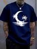Moon Palm Tree Water Graphic Vintage Men's Summer T-Shirt Casual Tshirts O-neck Short-sleeved T