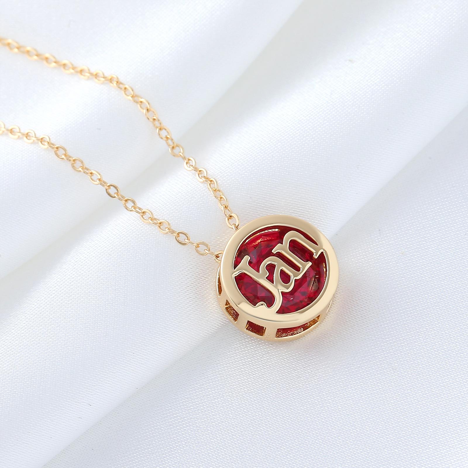 Double-sided Hollowed-out December Pendant Necklace - Versatile Twelve Birthstone Zircon Necklace January