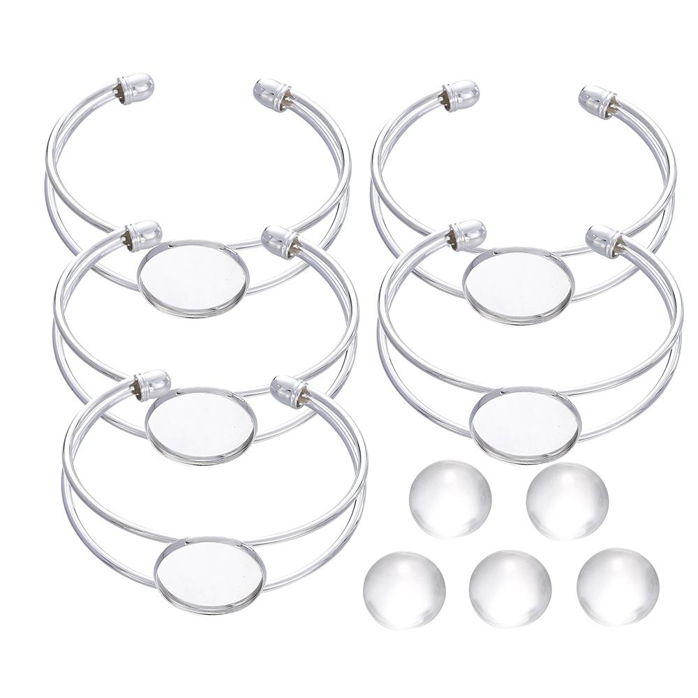 10-teiliges Set Armbandrohlinge mit Glascabochons für DIY-Armbänder, Rohlinge für Fassungen, Schmuckzubehör
