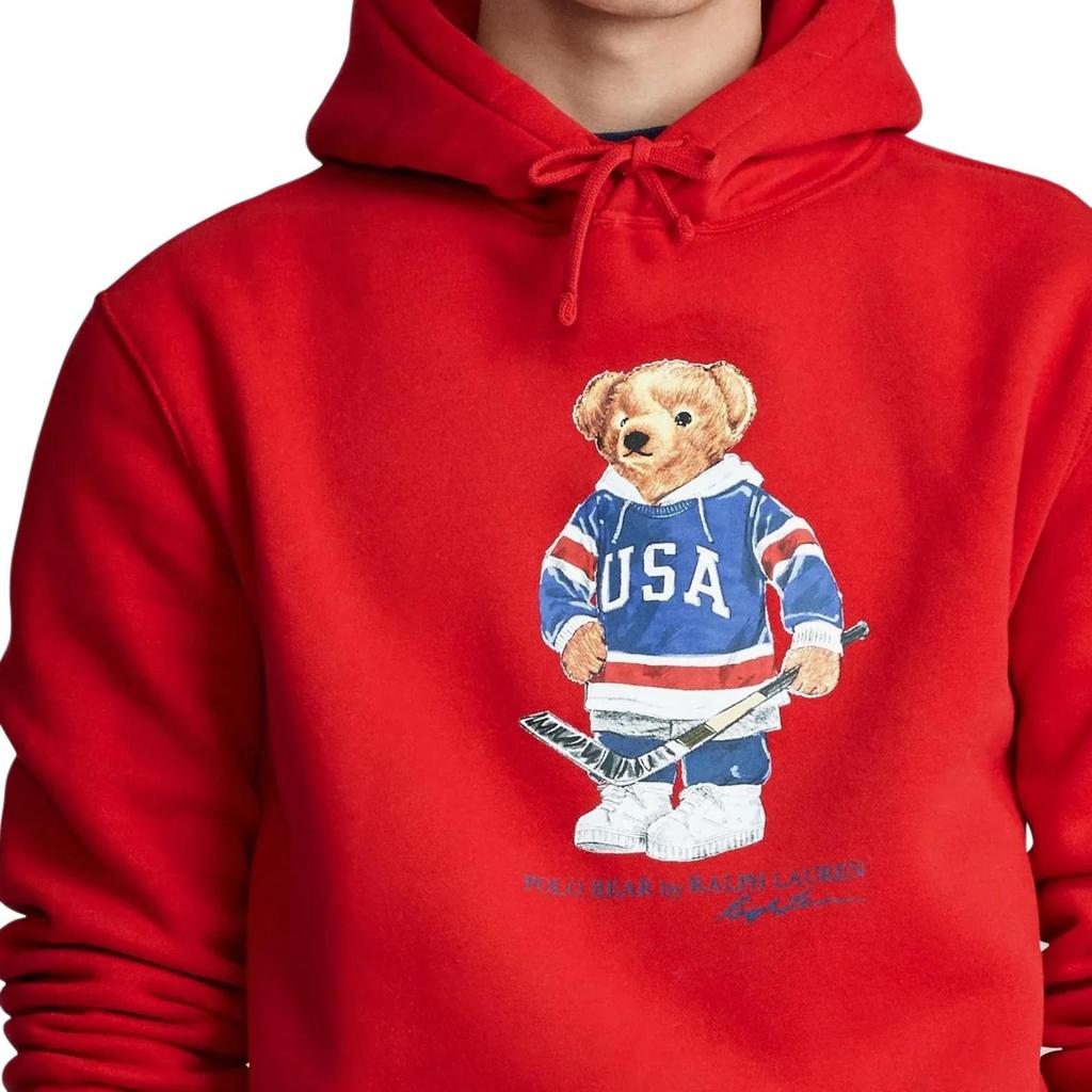 Polo Ralph Lauren Bear Graphic Hooded Fleece Sweatshirt Men sweatshirt Red MNPOKNI16820338-600