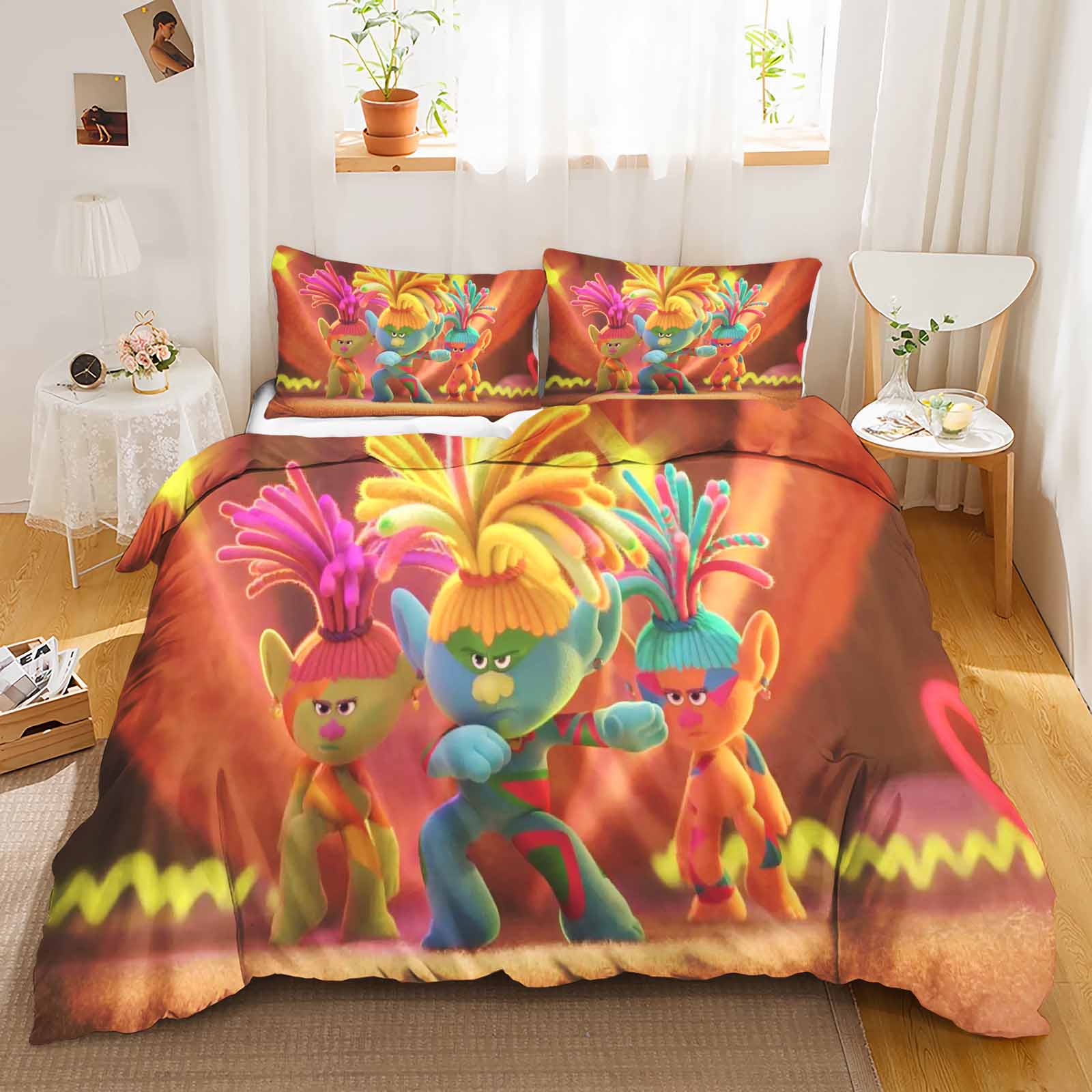 

Comforter Trolls Anime Bedding Set 1009 Polyester Suitable For Children And Adults 3-Piece Set Comforter (quilt)-EU Single(135*200cm)3pcs