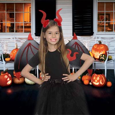 1 sada ďábelských křídel s gumičkou do vlasů realisticky vypadající ultralehká rekvizita pro halloweenské cosplay kostýmní fotografie