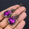 Pink Tourmaline Gemstone Earrings, Handmade 999 Copper Wire Wrapped Jewelry, Meditation Earrings Jewelry For Women
