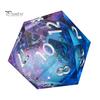 Mehrseitige Harzwürfel Flüssigkern Scharfe Kante 20 Seiten Gold-Silber-Farbe Nummer Polyedrisch Treibsand Mehrseitig D20 RPG Brettspiel Requisite Handgefertigt