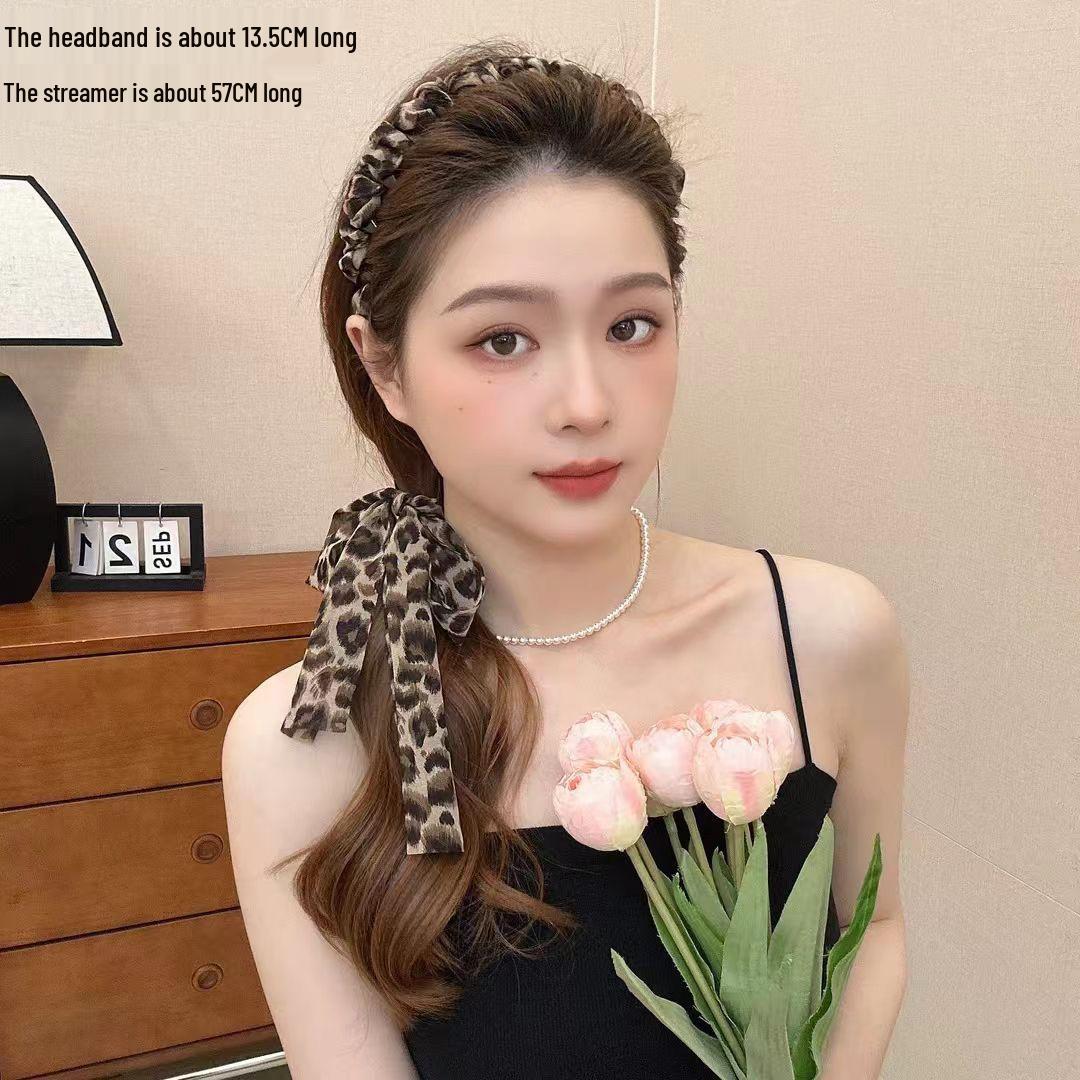 Leopard Print Two-Sided Tooth Comb Headdress for Retro Style