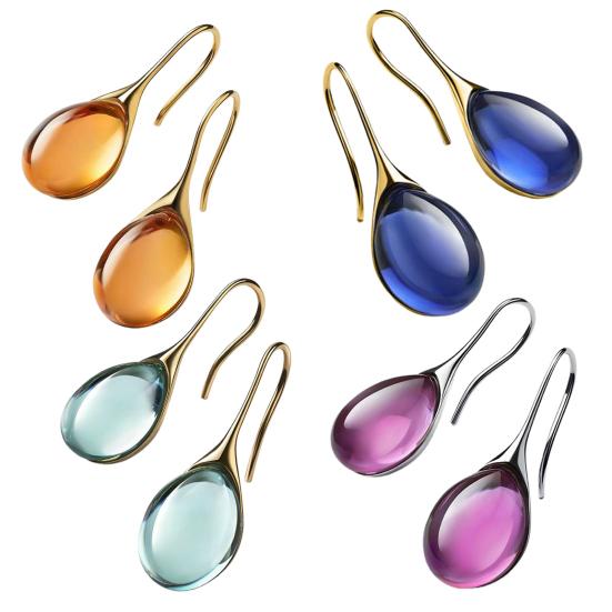 1 Çift Kadın Küpe Su Damlası Şekli Sahte Kristal Şeffaf High-end Damla