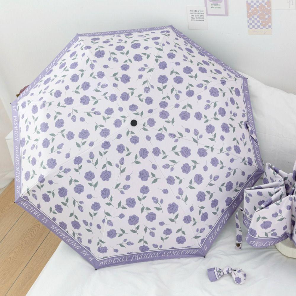 Fresh Flowers Sun Umbrella UV Protection Floral Umbrella Ultraviolet Automatic Umbrella  Rain Gear