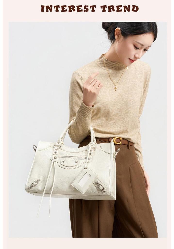 Trendy Sassy Retro Leather Studded Crossbody Motorcycle Bag - Large Capacity Tote