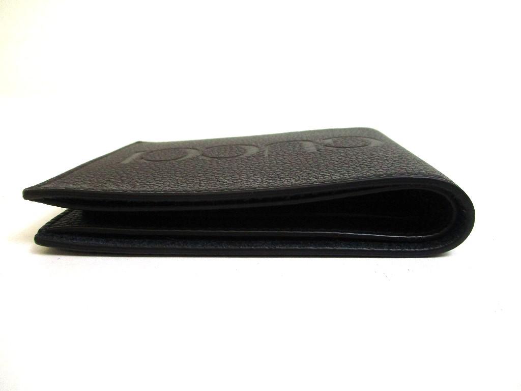 Authentic GUCCI Embossed Logo Black Leather Bifold Bill Wallet Compact Wallet #b233  Open box