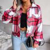 Women's  And Winter  Long-sleeved Woolen Casual Plaid Coat Jacket