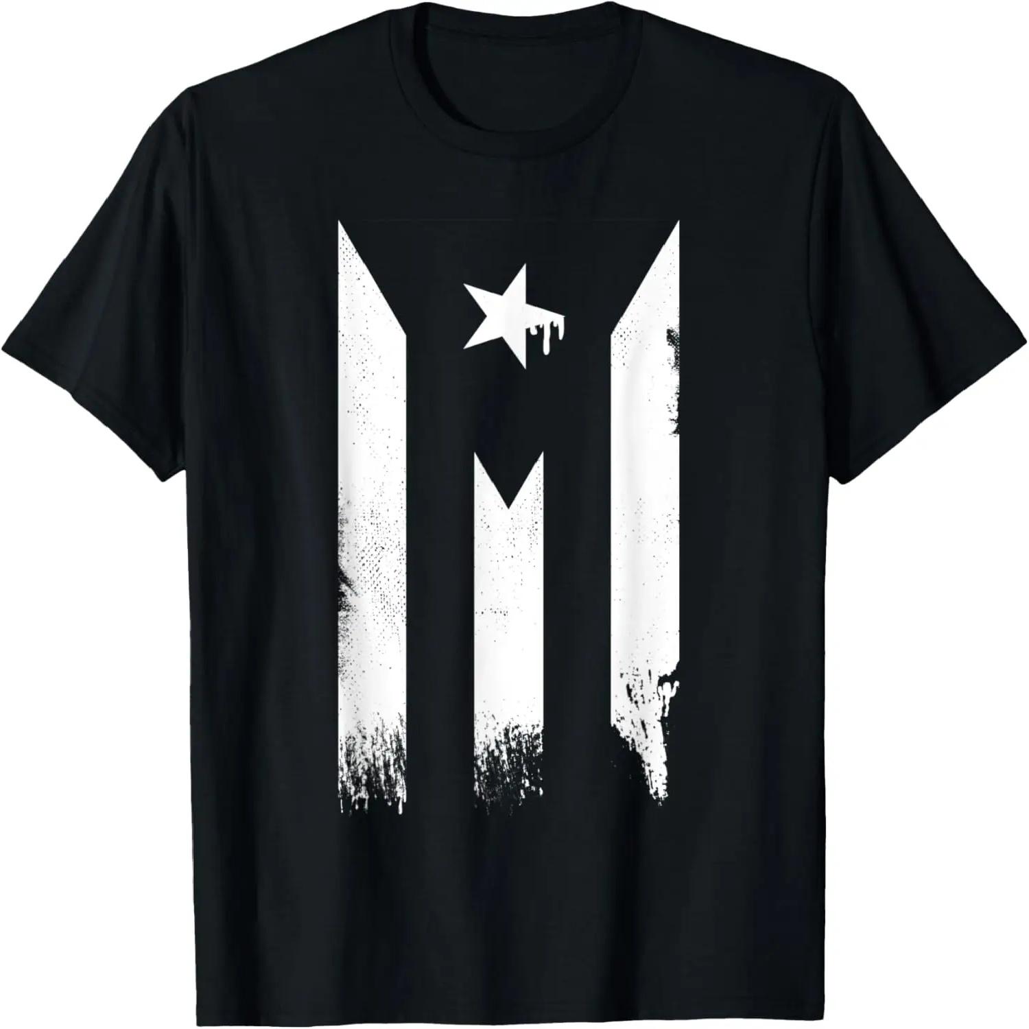 Черная футболка с потертым кубинским флагом и стекающей звездой S чёрный