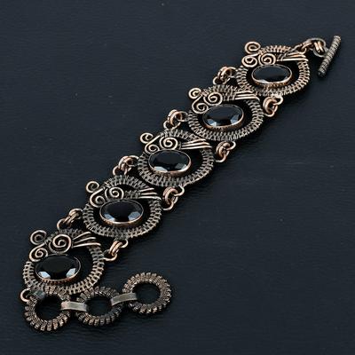 Gemma Spinello Nero Fatto a Mano Filo di Rame Puro Avvolto Bracciale Gioiello Per il Giorno del Ringraziamento