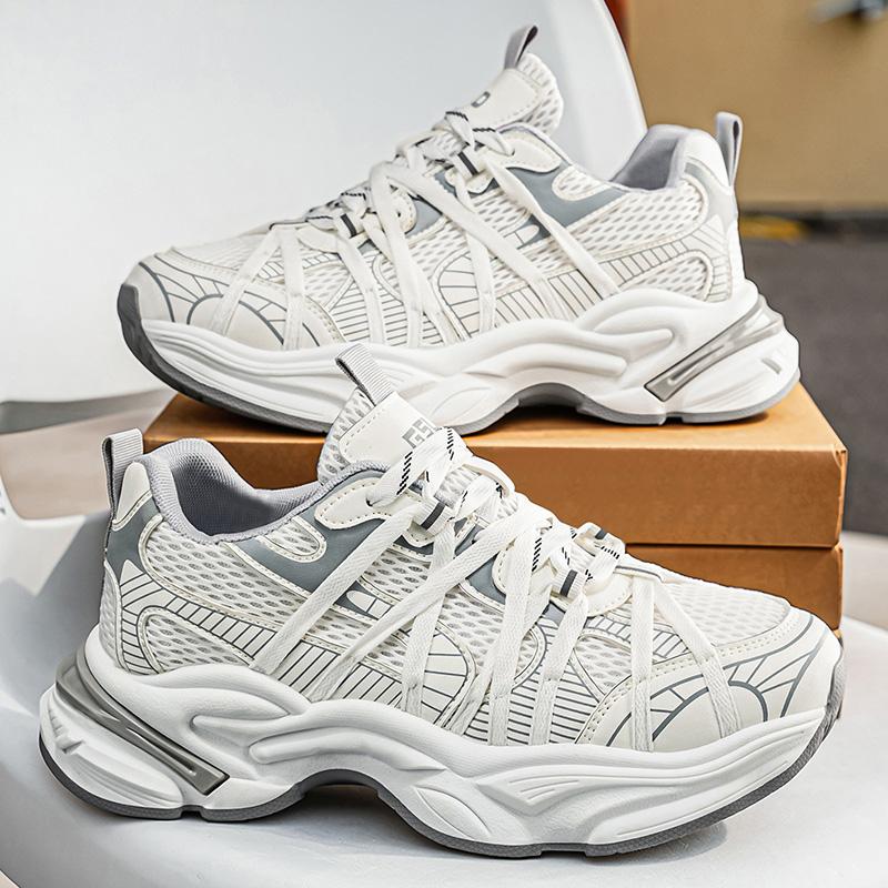 Chunky sneakers four seasons Men's mesh breathable light soft-sole anti-slip comfort outdoor casual walking sports running shoes