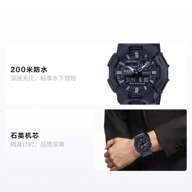 

CASIO 200 meters waterproof, elegant taste, Quartz, resin strap, , men s watch, black dial GA-010-1A1JF чёрный