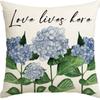 Year Daisy Flower Linen Pillow Case Home Decor Hydrangea Sofa Pillow Cushion