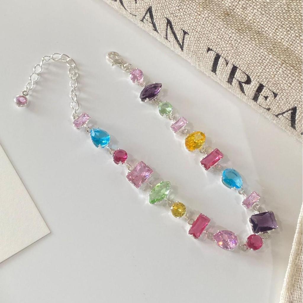 Braccialetto con Perline in Zircone Colorato Stile Francese per Donna - Dolce, Fresco, di Nicchia, Versatile